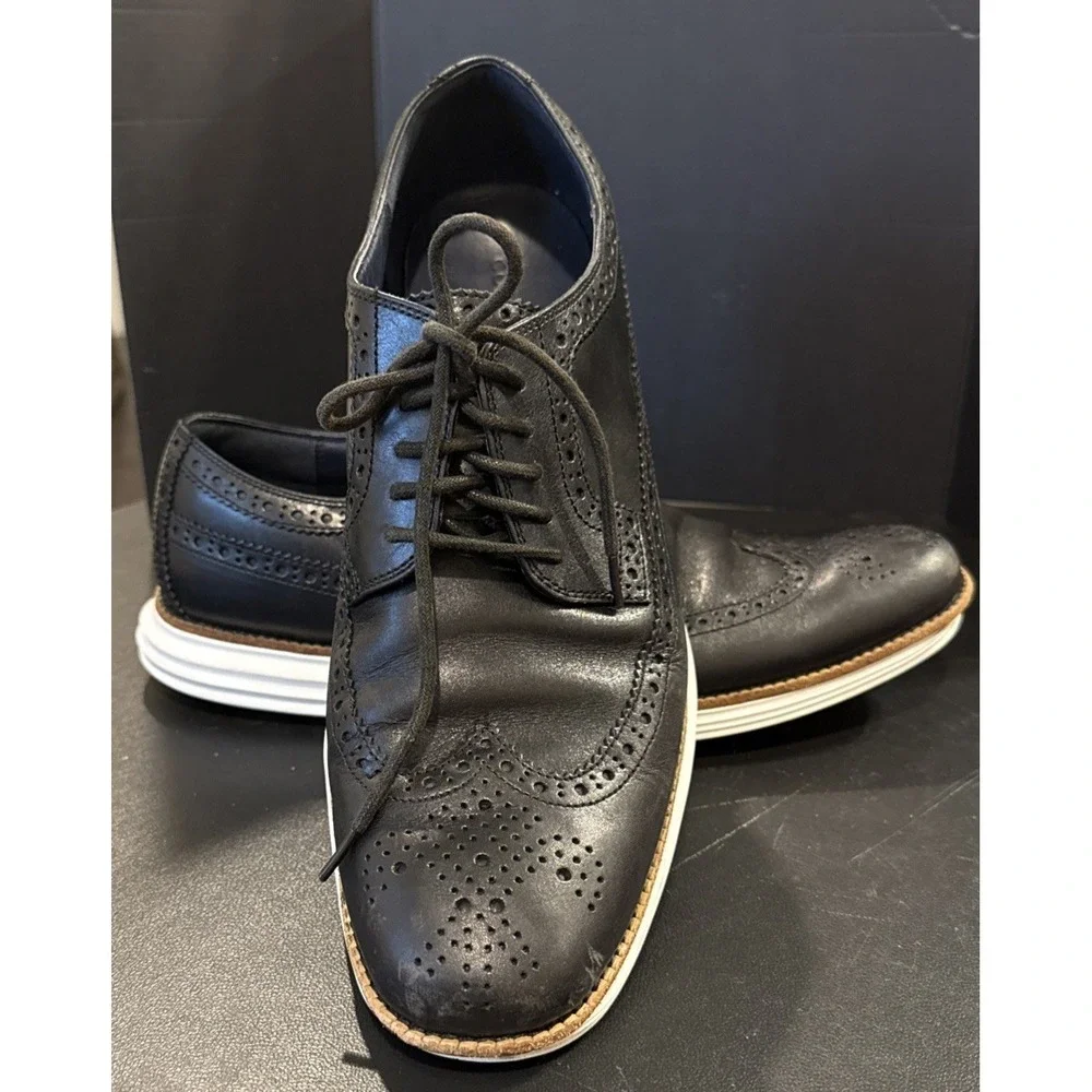 Cole‎ Haan Lunar Grand Mens 12 M Wingtip Oxfords Dress Shoes Black C12007